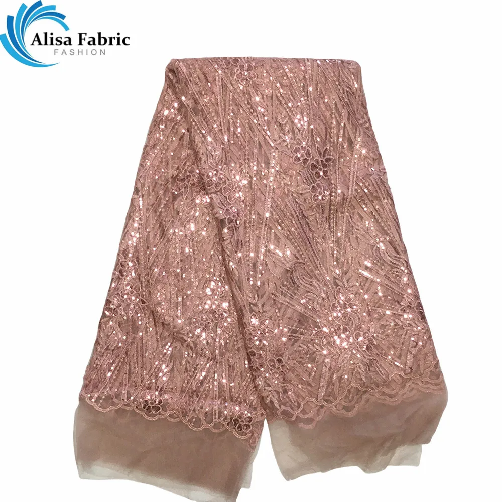 Sequin Lace African Lace Fabric White High Quality French Fabric Mesh Nigerian Fabrics For Wedding Dress