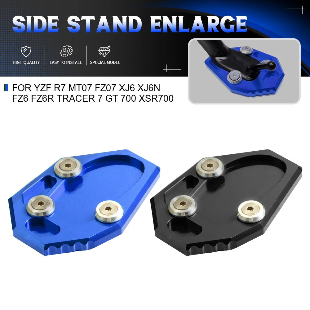 

CNC Kickstand Shoes Side Stand Enlarge Extension For YAMAHA YZF R7 MT-07 MT07 FZ07 XJ6 XJ6N FZ6 FZ6R Tracer 7 GT 700 XSR700