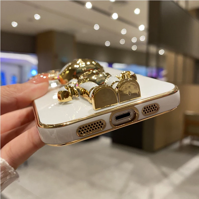 Coque de téléphone plaquée ours mignon, étui pour Xiaomi Redmi Note 11 7 8 10 12 Pro Max 10s 9s 11s 9 9A_voghion.com
