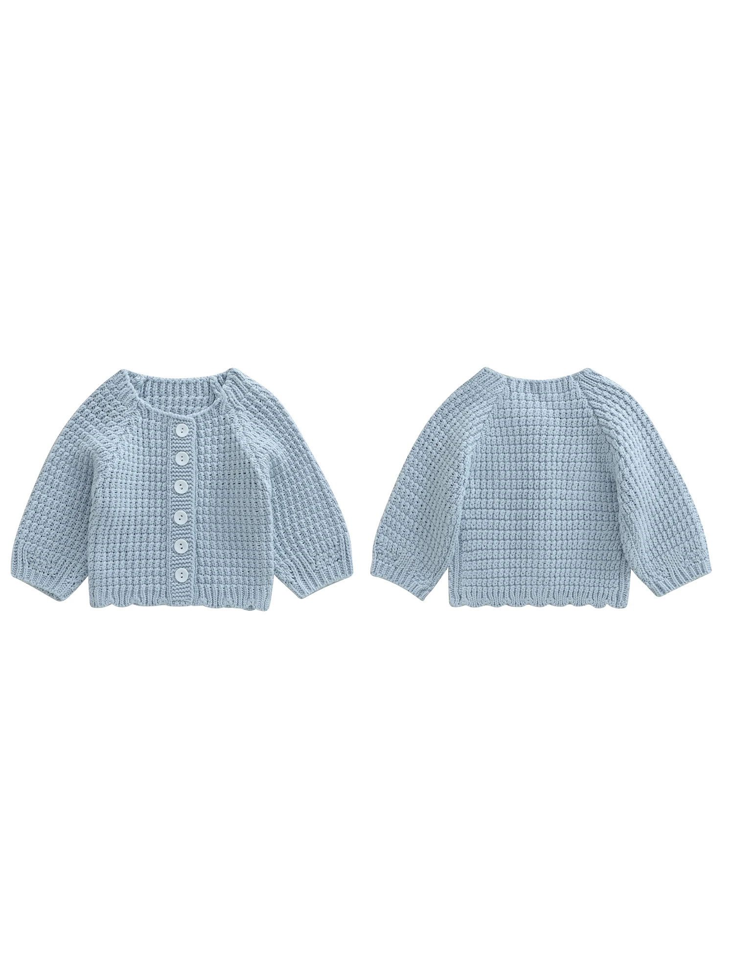 Toddler Baby Fall Cardigan Sweater Solid Color Button Down Crew Neck Long Sleeve Knitted Tops