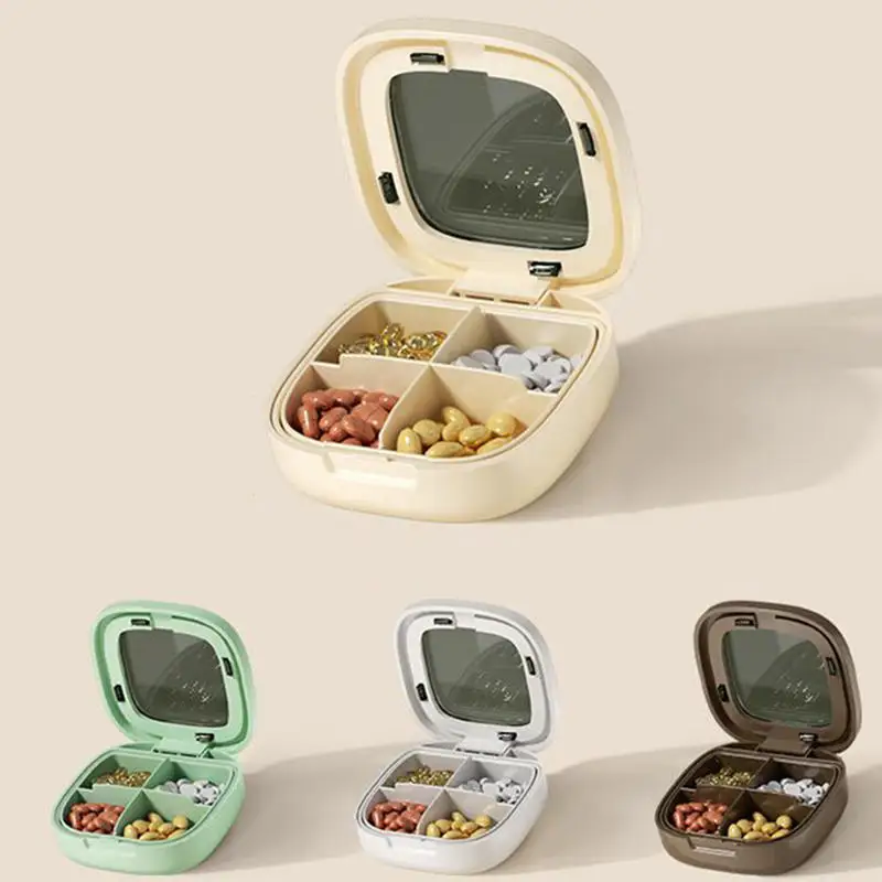 4/6 Grids Pill Subpackage Storage Cases Silicone Sealing Ring Moisture-proof Travel Portable Small Distribution Medicine Box