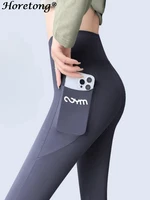 Horetong Women Sports Pants With Pocket High Waist Fitness Running Casual Streetwear Trousers Female Tight Workout Gym Clothing - Image 3