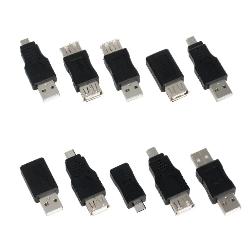 

10 шт. Универсальный Переходник OTG 5 Pin F/для мини-преобразователя USB штекер-гнездо микро USB разъем