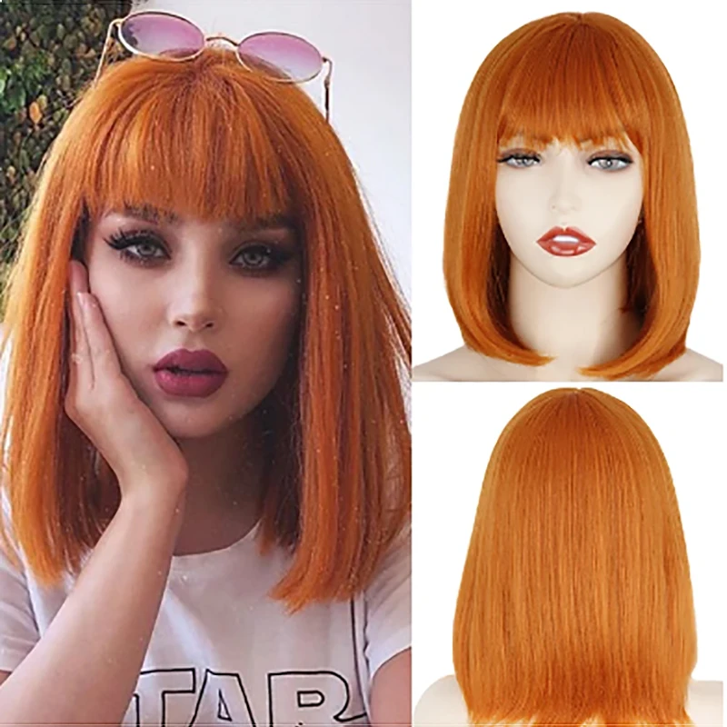 

HAIRJOY синтетические волосы для женщин короткий прямой парик Боб термостойкие волоконные полные челки