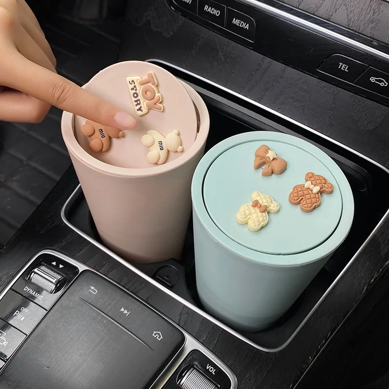 

Car Trash Can Car with Umbrella Storage Cute Cartoon Front Row Multifunctional Garbage Bag Car Storage Bucket