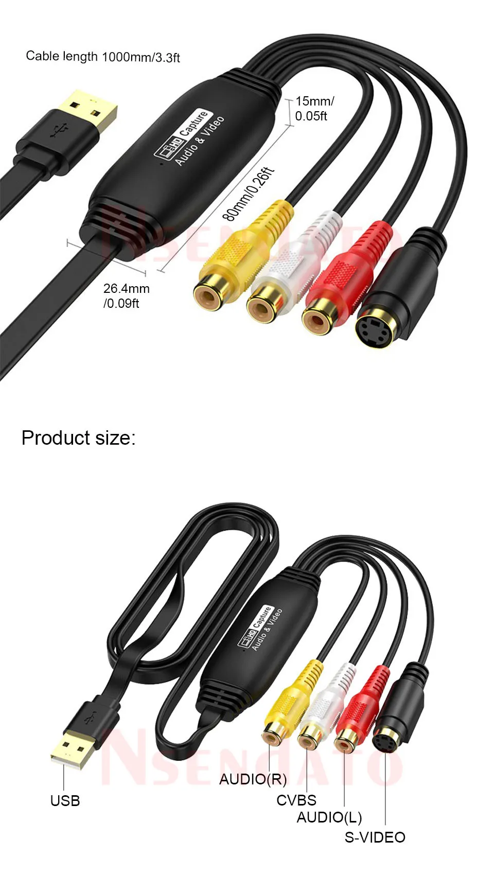 USB AV Recorder video audio capture box 1080p 30hz VHS TV DVD VCR Audio Capture