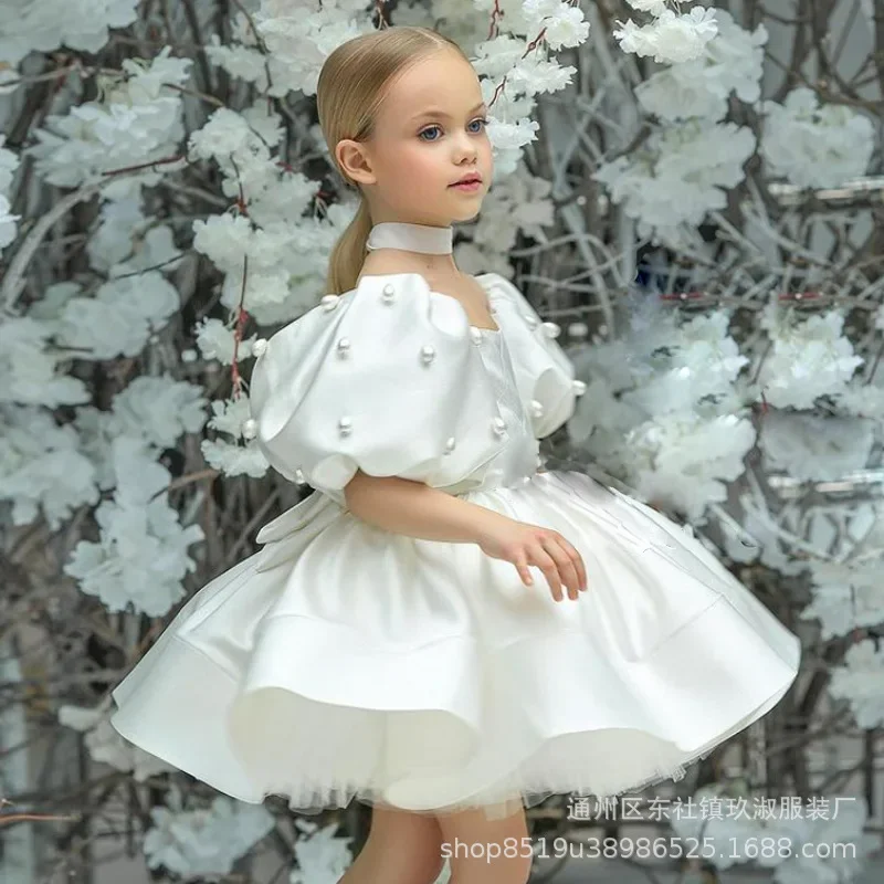 

Children Princess Dress Pompadour Gauze Girl High-end Model Catwalk Evening Dress Flower Child Small Host Pink Costume