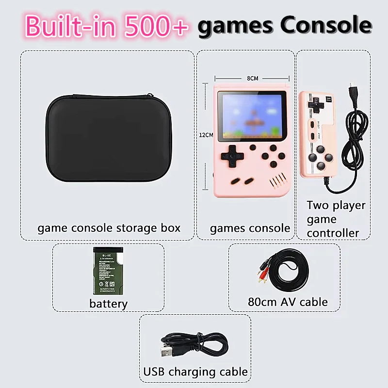 Retro Handheld Game Console With 500 Plus Classic Games Arcade_voghion.com