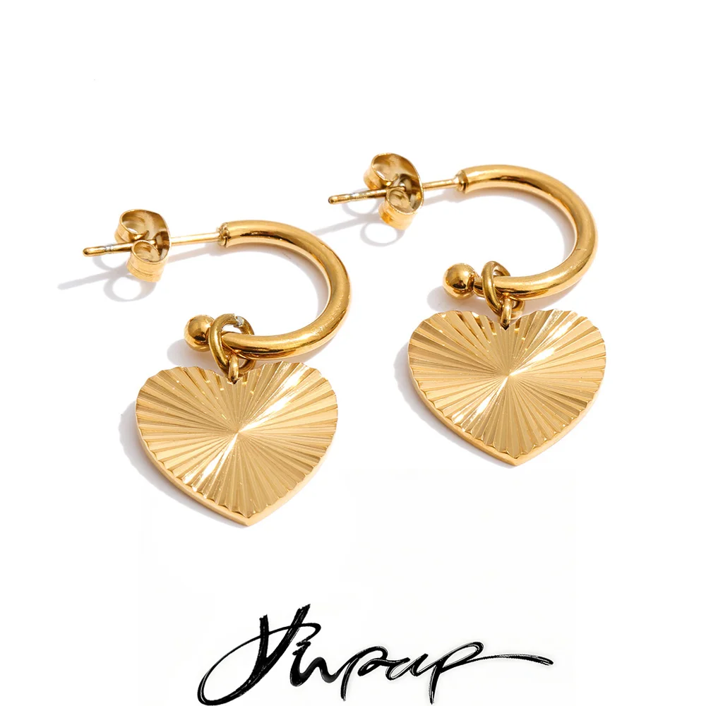 Yhpup Stainless Steel Heart Drop Dangle Earrings