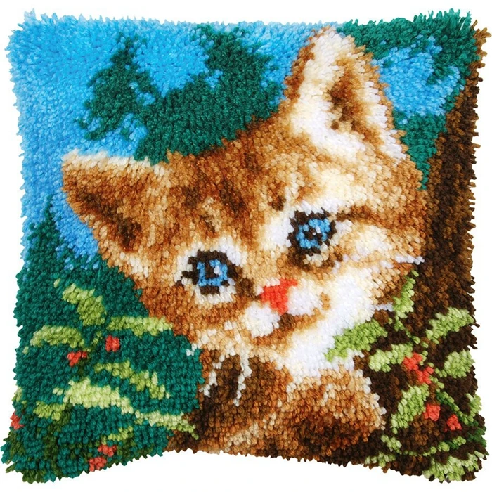 Animal Series 3D Segment Embroidery Pillow Kits Wool Cross Stitch Carpet Embroidery DIY Pillow Materials Supplies