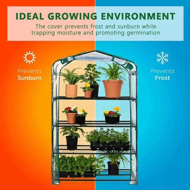4 Réteg Mini Pvc Borító Üvegházhatású Állványok Hordozható Kerti Ház Kültéri Beltéri Növekedéshez - Image 2
