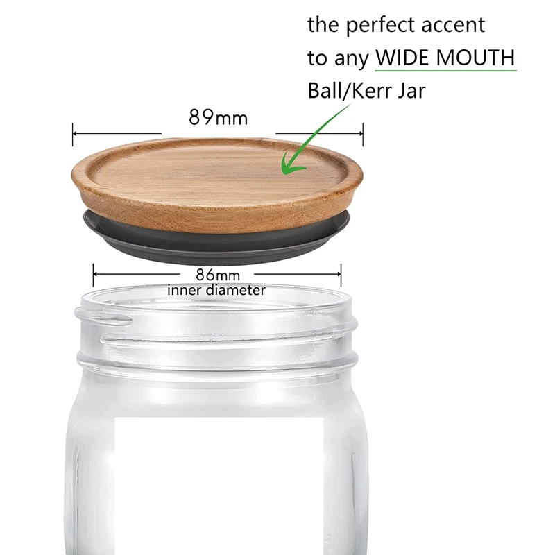 6 Pack All Sealed Wooden Storage Lids Set,Wooden Lids for Ball,Kerr Jars,Food Grade Material,Airtight for Jars 89mm