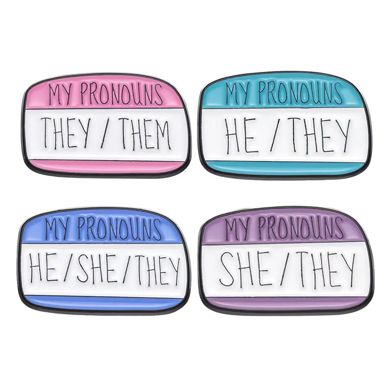 My Pronouns Enamel Pins Badge Colorful Dialog They Them He She Brooch Women Men Accessories Backpack Jewelry Wholesale