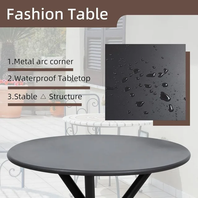 Shintenchi 3 Pieces Patio Bistro Sets, Outdoor Textilene Fabric Conversation Bistro Set, Textilene Fabric Front Porch Chairs - Image 6