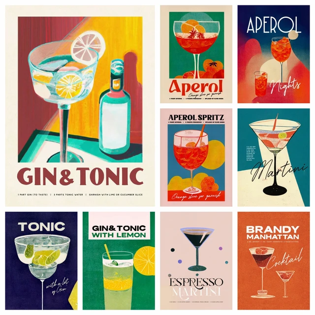 5d bricolage diamant Art peinture Kits boisson Caipirinha Gin tonique Sangria Aperol Spritz Vintage cuisine broderie mosaïque point de croix 1