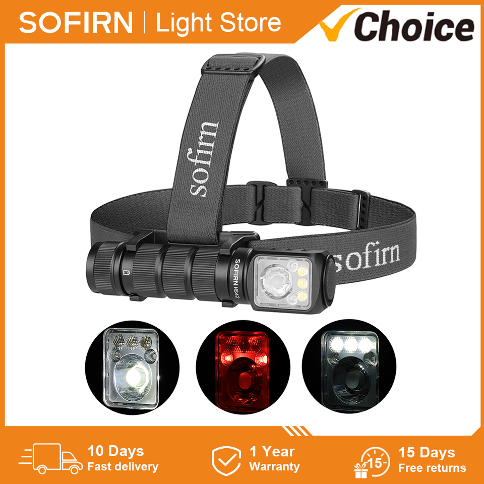 Sofirn HS42 Headlamp SST40 18650 USB C Rechargeable Torch 2100lm 6 LEDs with Red Light Spotlight Floodlight with Magnet Tail