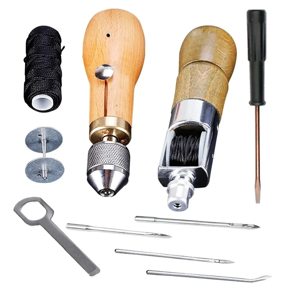 DIY Leather Sewing Awl Kit Waxed Thread Hand Sewing Tools Leather Craft Edge Stitching Belt Strips Shoemaker Canvas Repair Tools Leather Sewing Kit