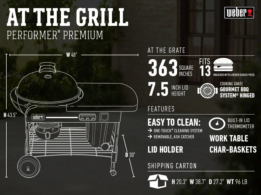 Performer Premium Charcoal Grill, 22-Inch, Black