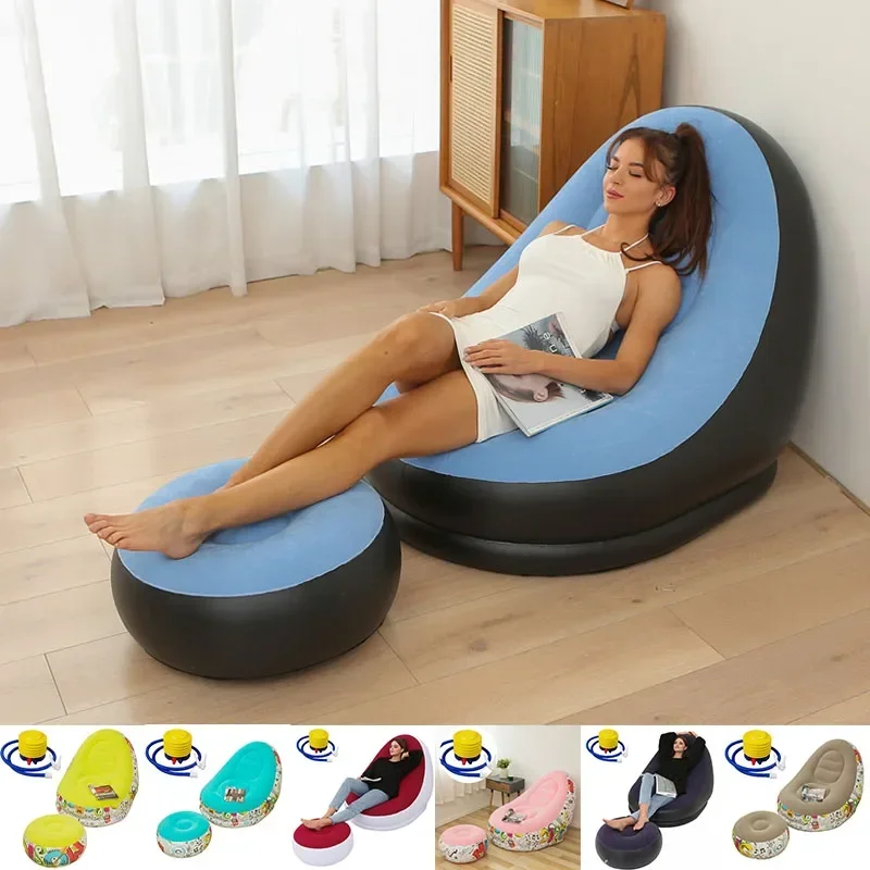 

Inflatable Portable Sofa Folding Lazy Bean Bag Sofas Chair Pouf Puff Couch Tatami Living Room Footstool Inflatable Bed Set