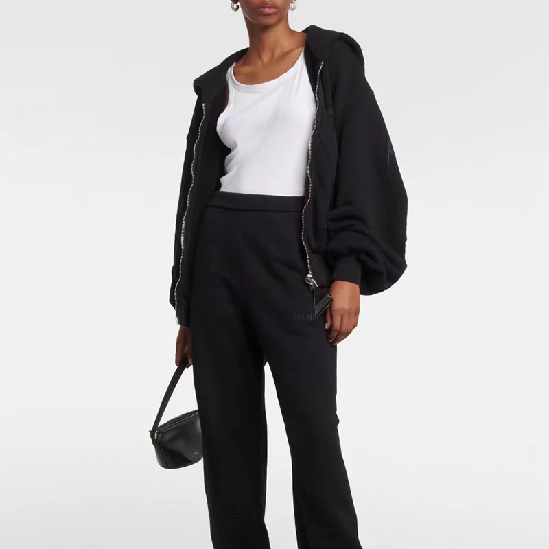 

2024 Early Spring New Women's Hooded Sweatshirt Ironing Logo Zipper Jacket Coat High Quality Loose Top y2k