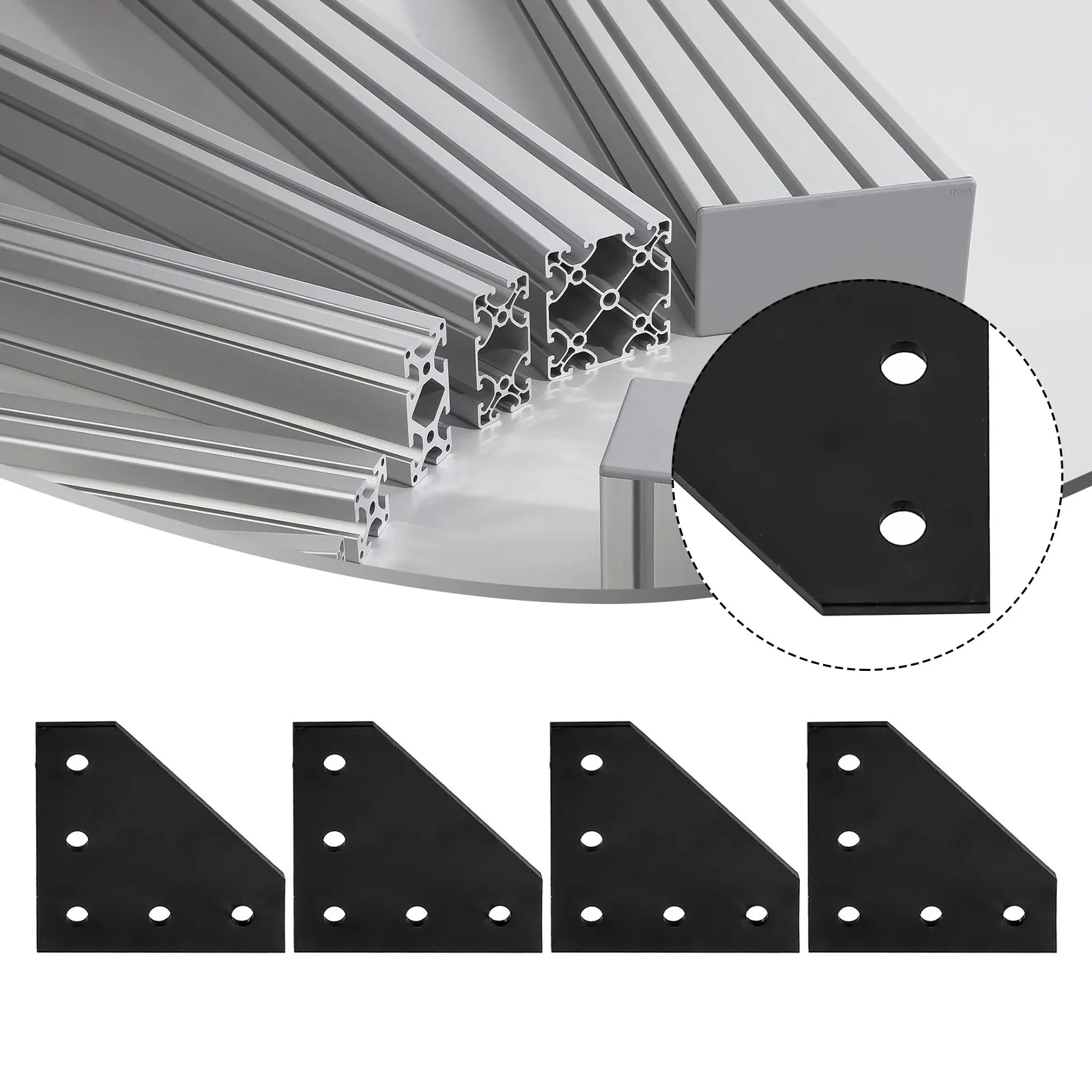 4pcs Joint Board Plate Corner Angle Bracket Aluminum Alloy For Series Aluminum Profile 5Hole 90 Degree Furniture Hardware