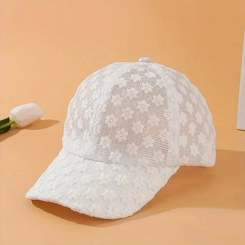 Lace Floral Sun Hat for Outdoor Sports-UV Protection Baseball Cap for Hiking, Running, Cycling-Casual and Fashionable Cap