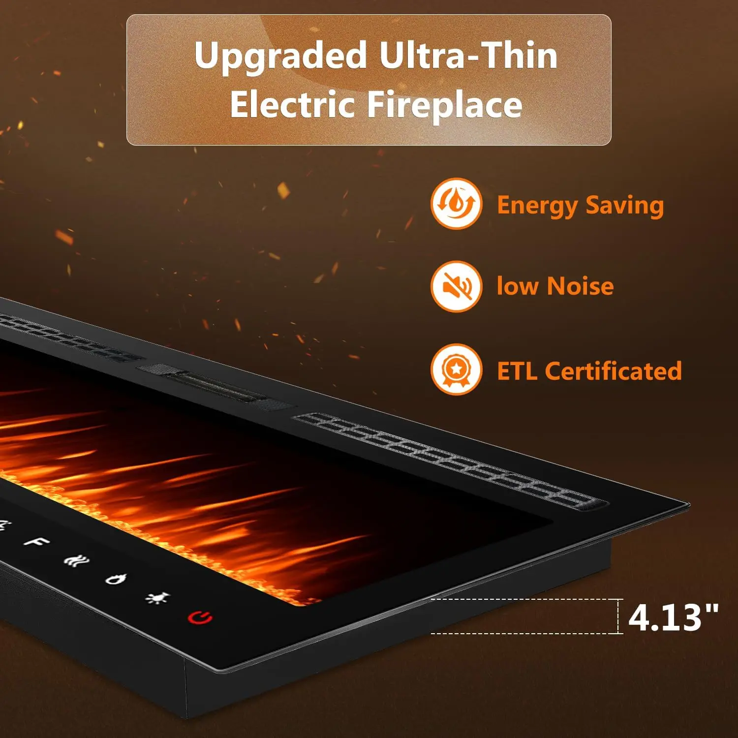 90-inch Ultra-thin Electric Fireplace Embedded and Wall-mounted Touch Screen Control Panel/remote/application Control - Timer 6