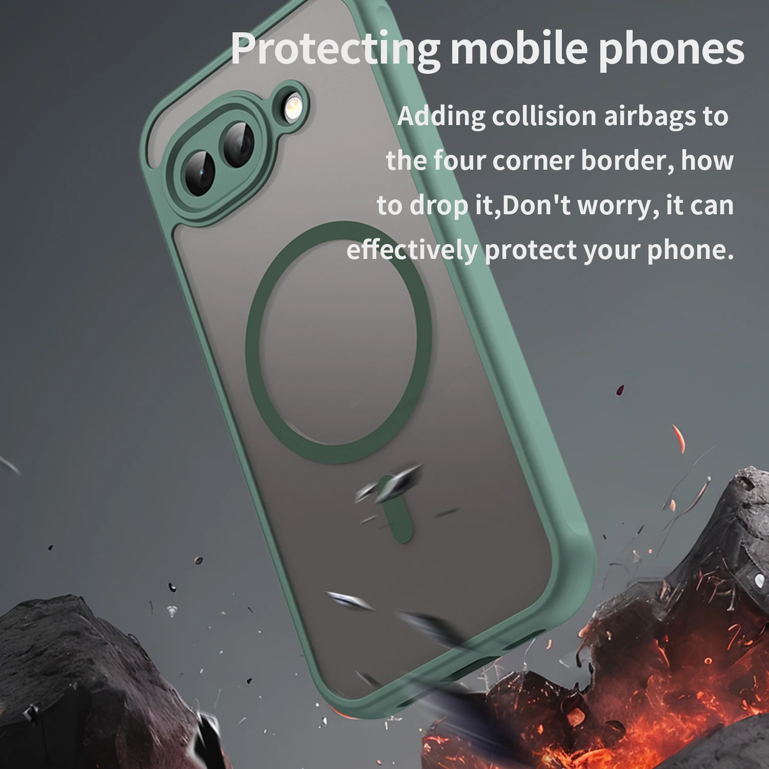 Translucent Frosted Magnetic Armor Case - Luxury Business Hard Bumper Cover