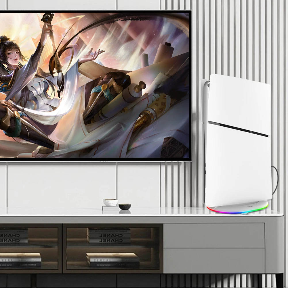 RGB 수직 게임 콘솔 스탠드 베이스, PS5 슬림 디스크, 디지털 에디션용, 미끄럼 방지 매트, 디스플레이 스탠드, 공간 절약