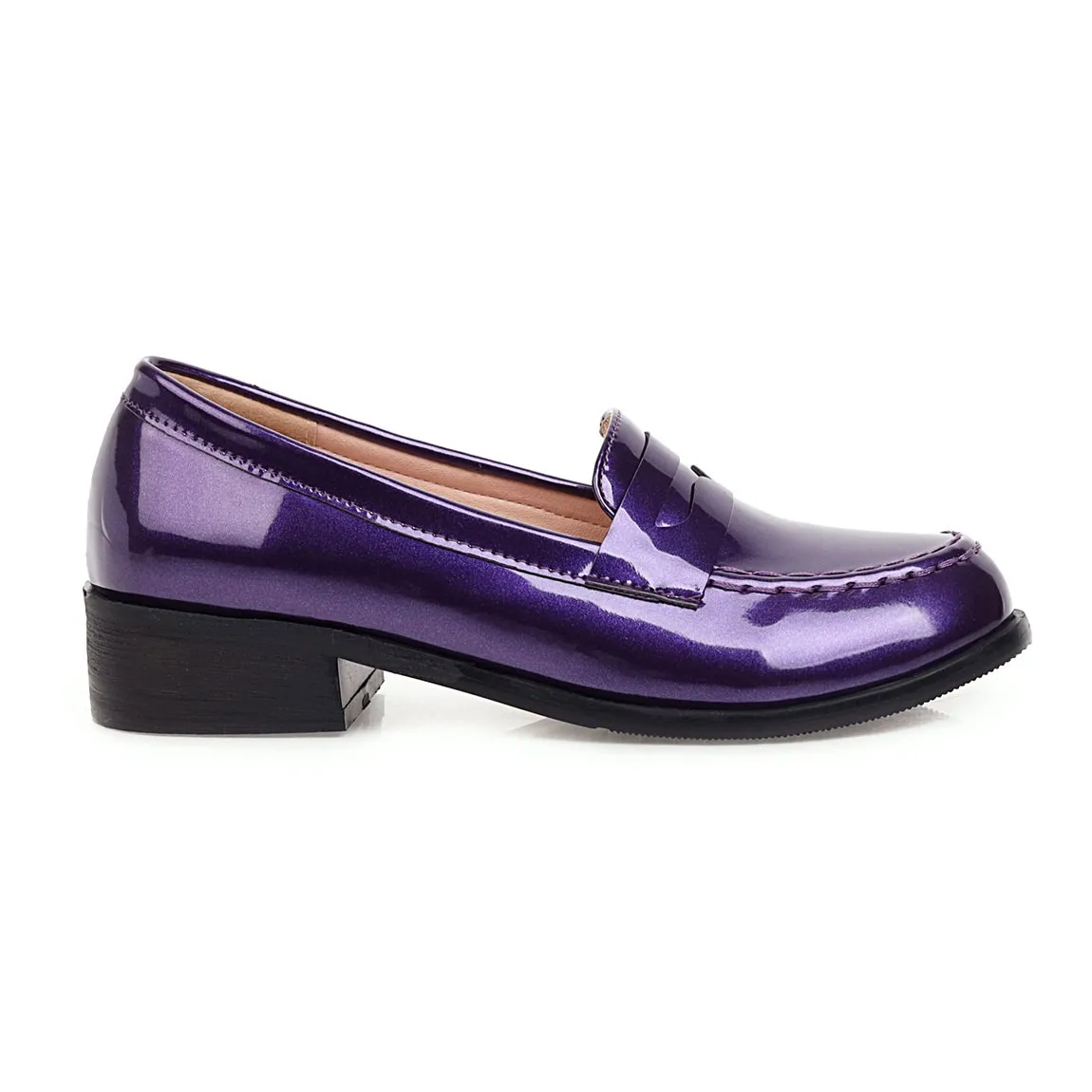 Spring Autumn New Women Low Heels Loafers Slip On Patent Leather Casual Daily Work Shoes Purple Black Yellow Plus Size 41 42 43 5