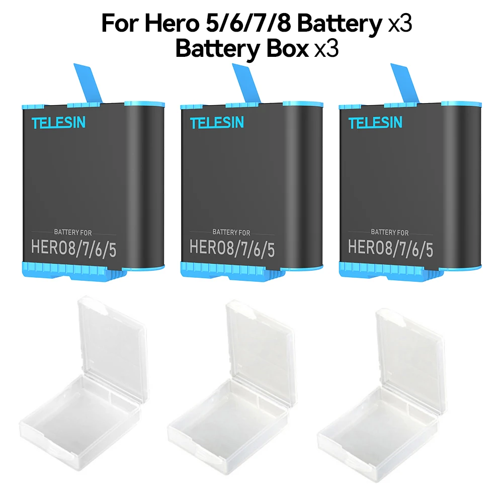 Battery 1750mAh Replacement Battery For GoPro Hero 5678 Black Action Camera Accessories For GoPro 5 6 7 8 TELESIN