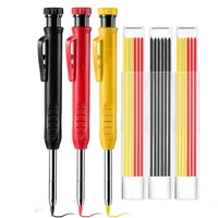 Solid Carpenter Pencil Set with 6 Refill Leads Built-in Sharpener Mechanical Pencil Marking Tool Kit for Woodworking Architect 1