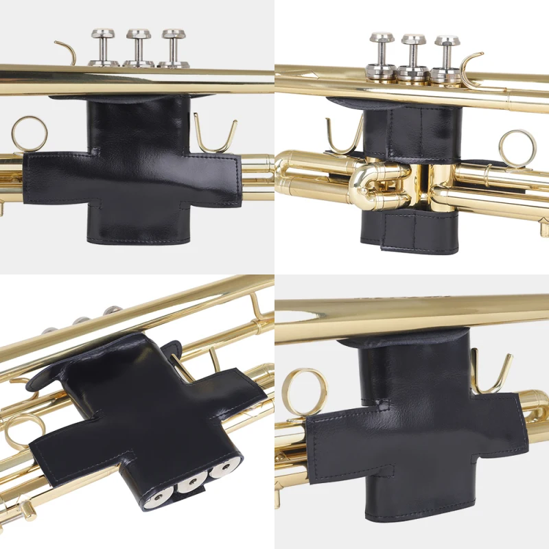 Trumpet Valve Guard PU Leather Protective Sleeve Protector For Trumpet Black trumpet protective cover