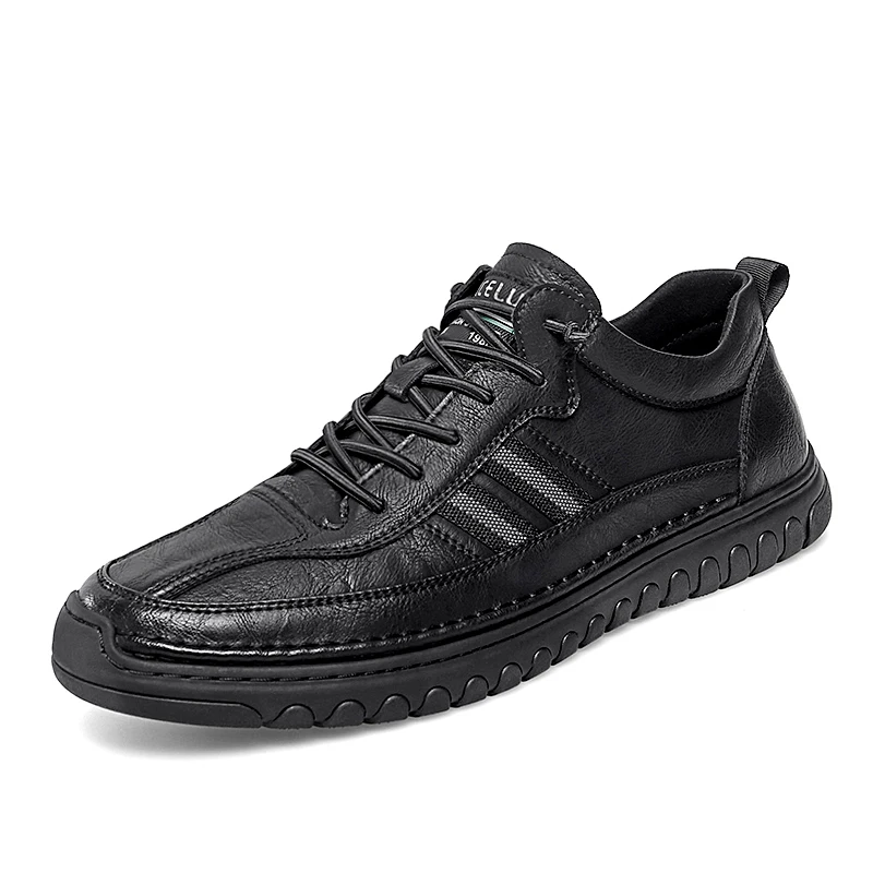 

2023 New Spring Men Genuine Leather Casual Shoes Breathable Loafers Men Casual Sneakers Male Comfortable Flat Non-Slip Shoe