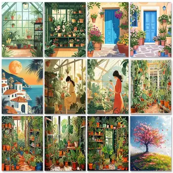 RUOPOTY Cornice Pittura fai da te con numeri Dipinto a mano Regalo personalizzato Vernice con numeri Illustrazione Pianta per decorazioni domestiche 1