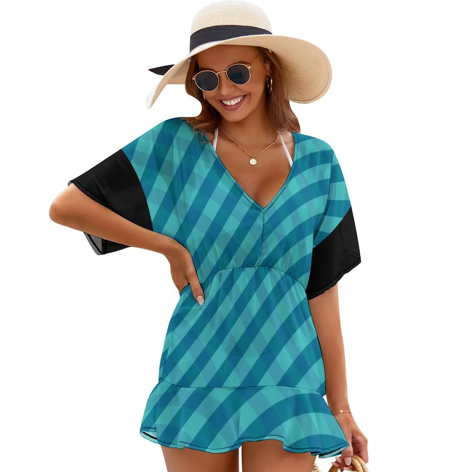 

Blue plaid Cover Ups summer dress daily summer dresses women 2024