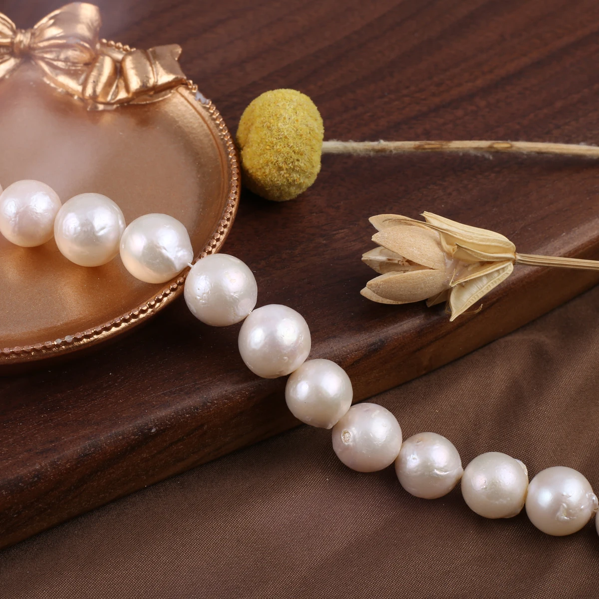 White Natural Freshwater Pearl Baroque Round Beads DIY Jewelry Making Necklace Earrings Bracelet Accessories Charm Gift 12-13mm
