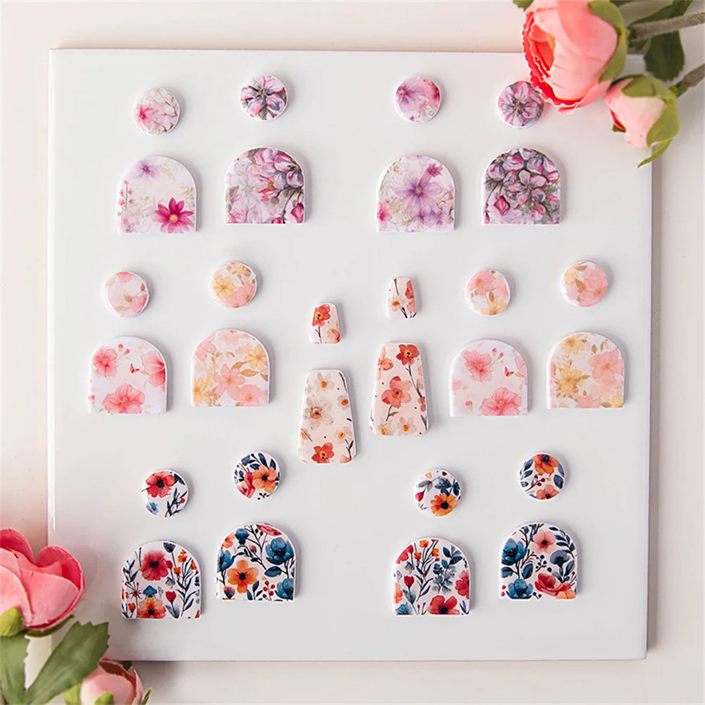 Floral Plant Pattern Polymer Clay Water Transfer Paper Colorful Water Soluble Disposable Sticker Pottery Earrings 9.5x13.8cm, polymer clay tools,clay sculpting tools,pottery sculpting tools,clay craft tool