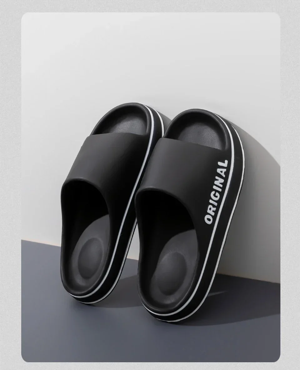Slippers Beach Slides Solid Mens Thick Sole Indoor Bathroom Color Feslishoet Women Letter Anti Slip Shoes Summer Couple Sandals