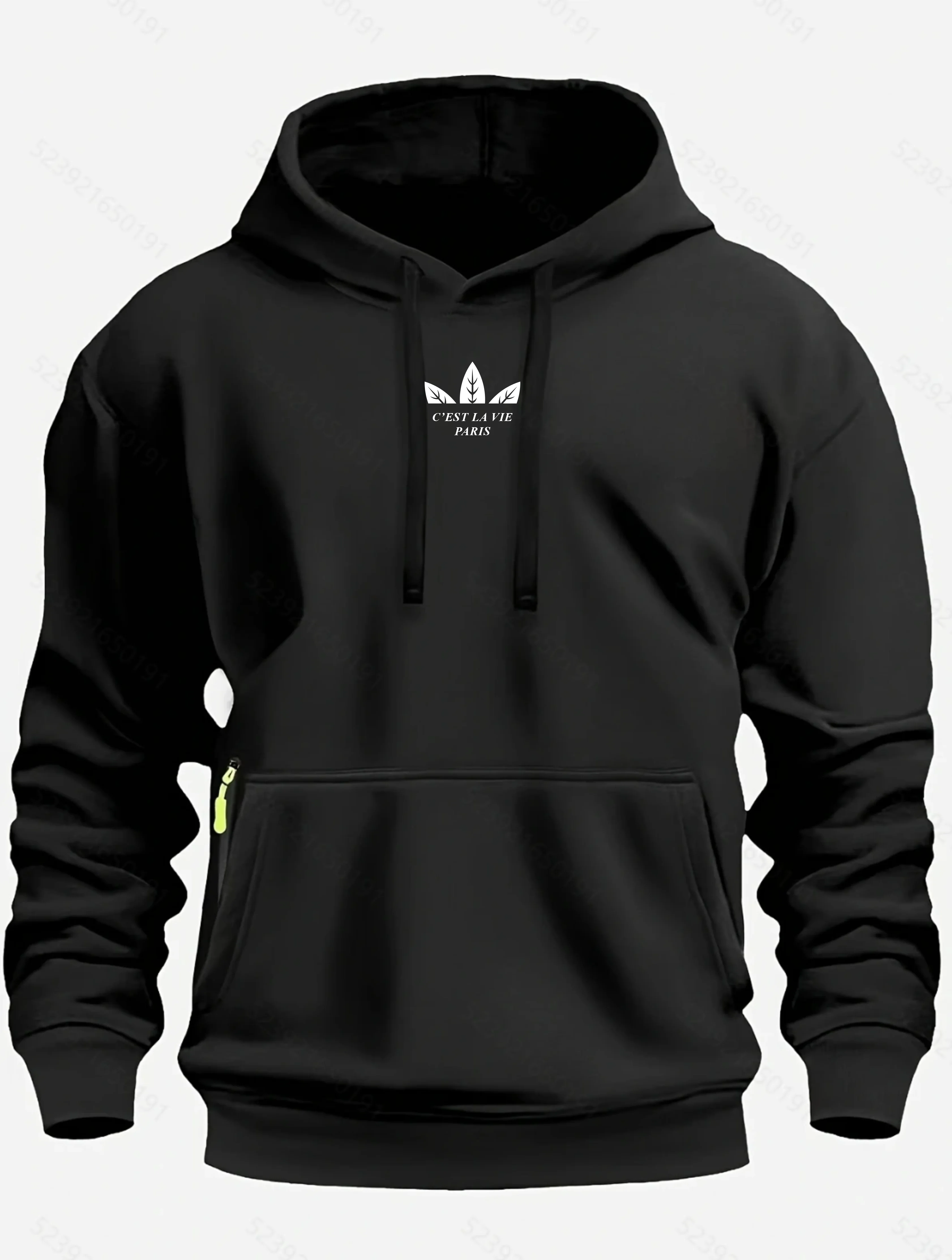 Autumn and Winter New Men's Printed Fleece Hoodie High Quality Solid Color Hoodie Men's Fashion Street Style Sportswear