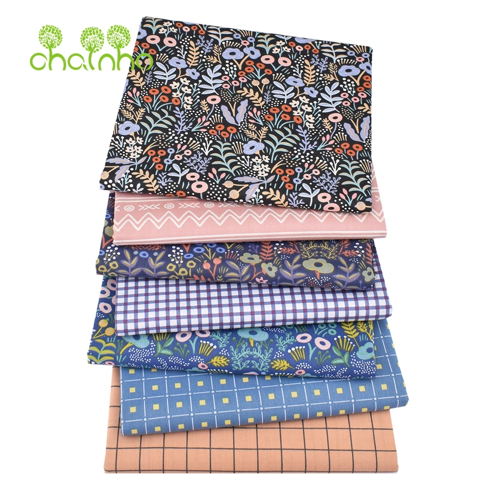Chainho,Printed Twill Weave Cotton Fabric,Patchwork Cloth,DIY Sewing Quilting Material,Floral Series,2 Specification,CC242