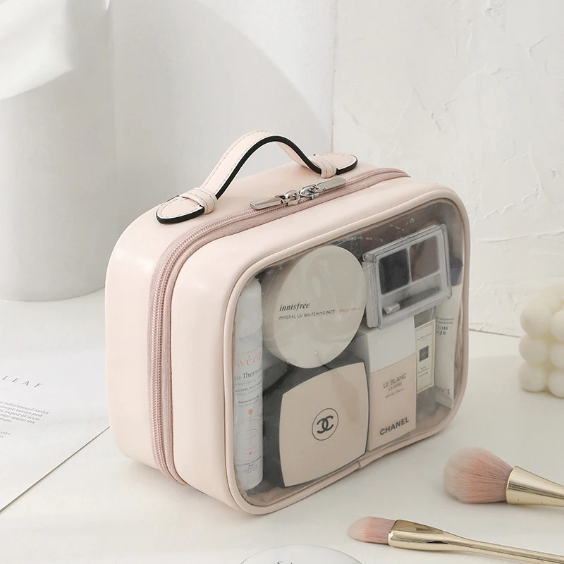 Multifunction Double Transparent Cosmetic Bag Women Make Up Case