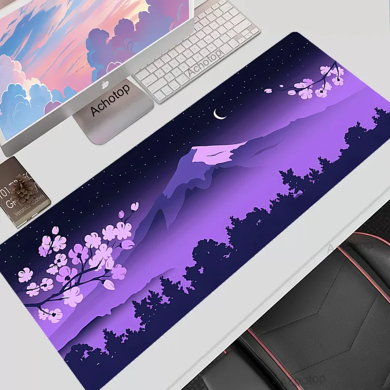 

Purple Cherry Blossom Desk Mat Gamer Mousepads Mouse Pad Office Desk Pads Cute Large Mousepad Sakura Mouse Mats For Computer Rug