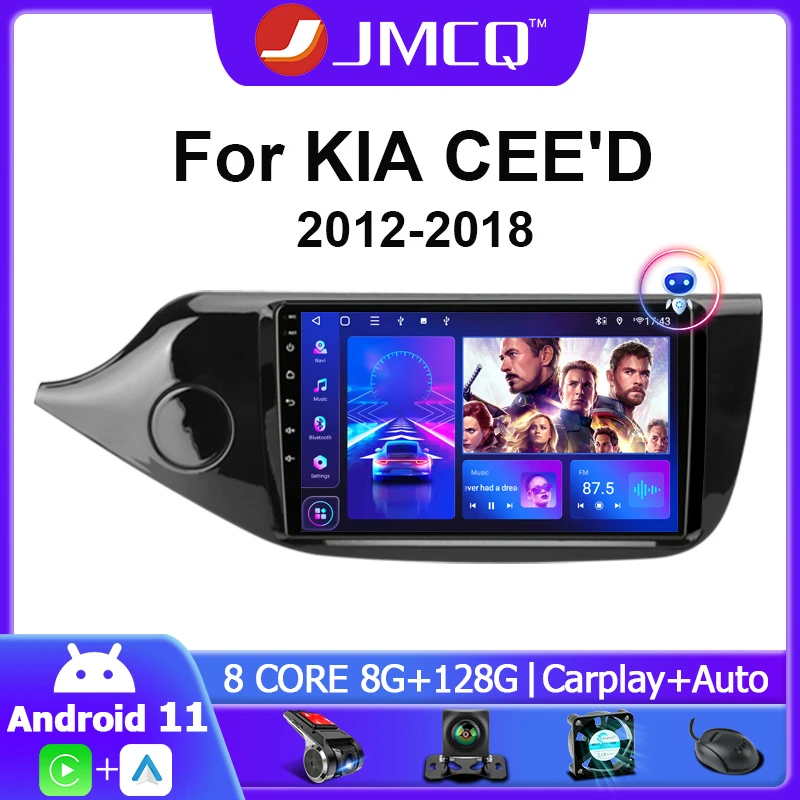 head unit JMCQ 9" Android 11.0 Car Radio  For KIA Cee'd CEED JD 2012-2018 Multimedia Player GPS Navigation 4G+WiFi RDS DSP 2din Head Unit best car stereo