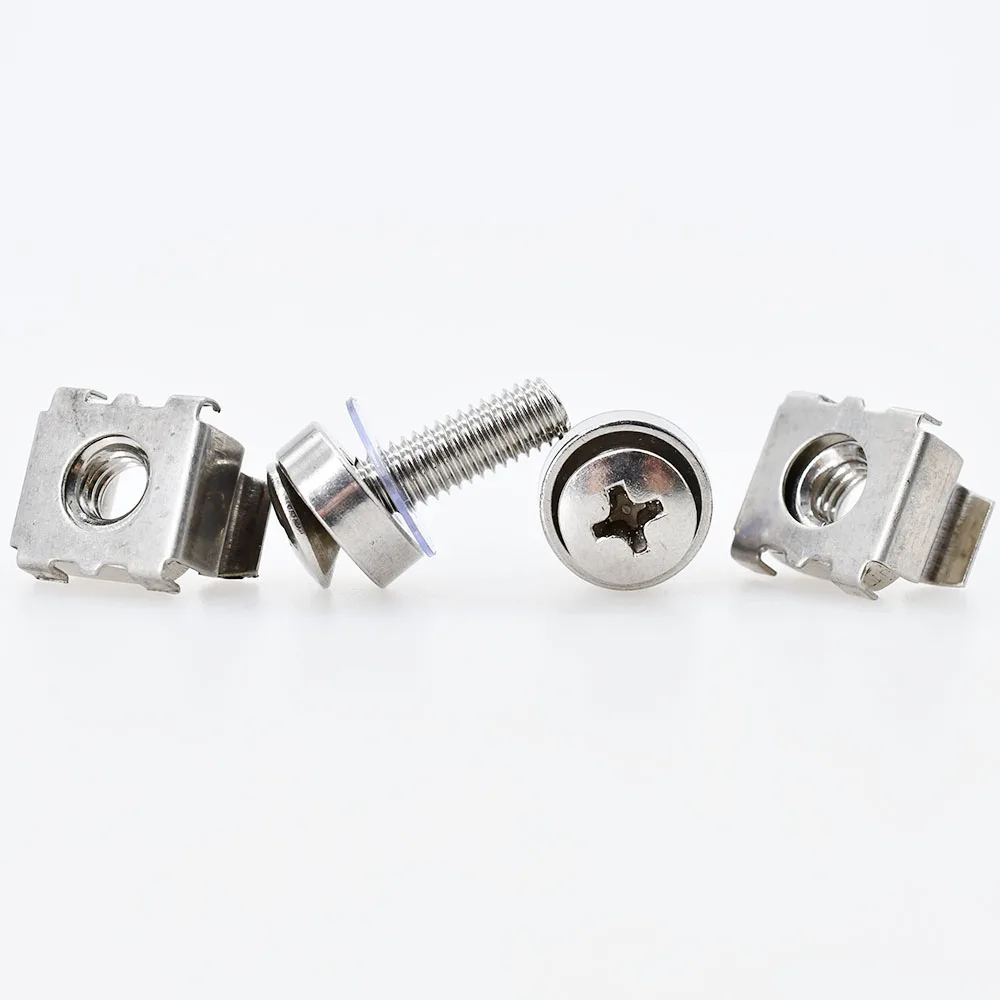 304 Stainless Steel Rack Mount Screw Bolt Nut Set Phillips Screws Washers Cage Nuts Kit For Rack Mount Server Cabinet Shelves stainless steel screws screw bolt nut set screw washer nut kit hexagon socket head cap screw