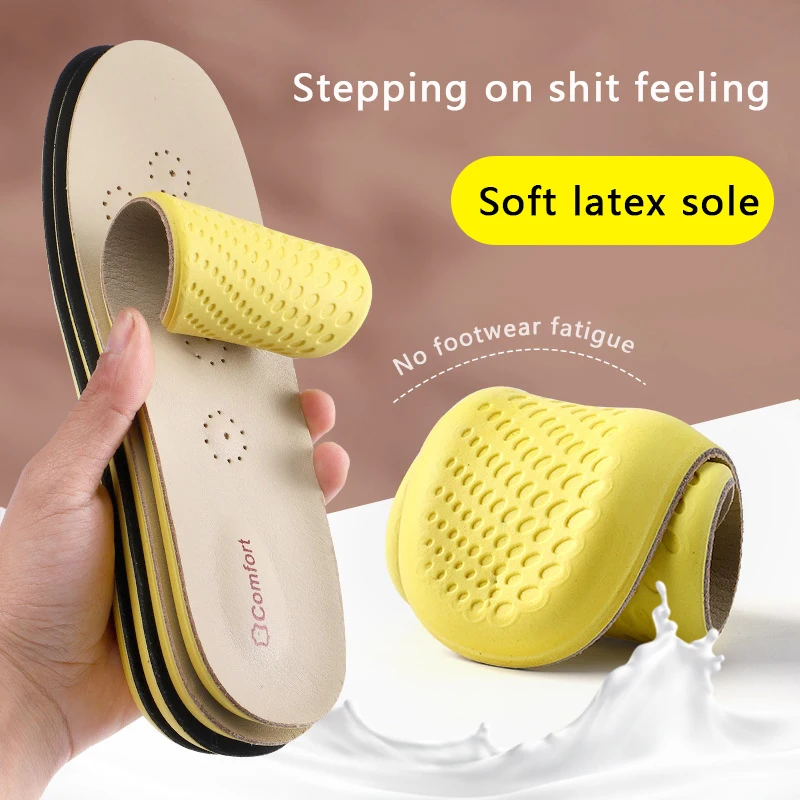 

1Pair Latex Orthopedic Leather Insoles for Shoes Comfortable Breathable Sports Shoe Pads Inserts Plantar Fasciitis Relief Insole