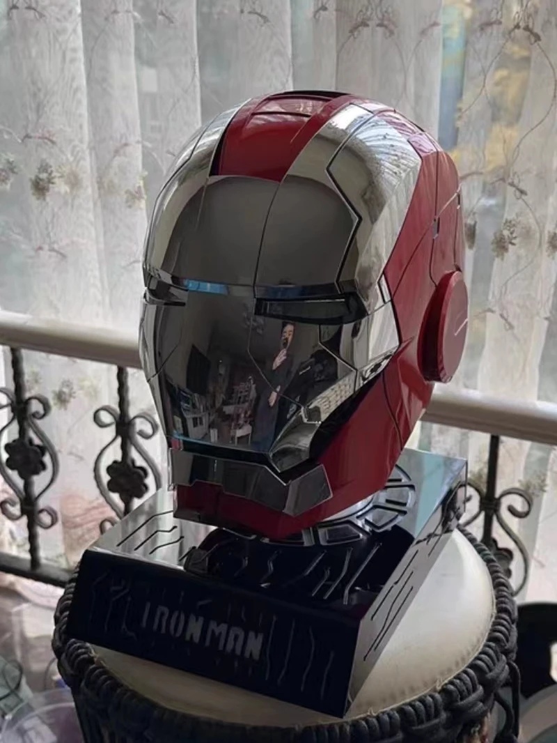 Hot Toys Iron Man Mk5 Autoking 1/2 Casco Telecomando E Controllo Vocale Iron Man Maschera Automatica Per Casco Con Luce A Led Regalo Per Ragazzo