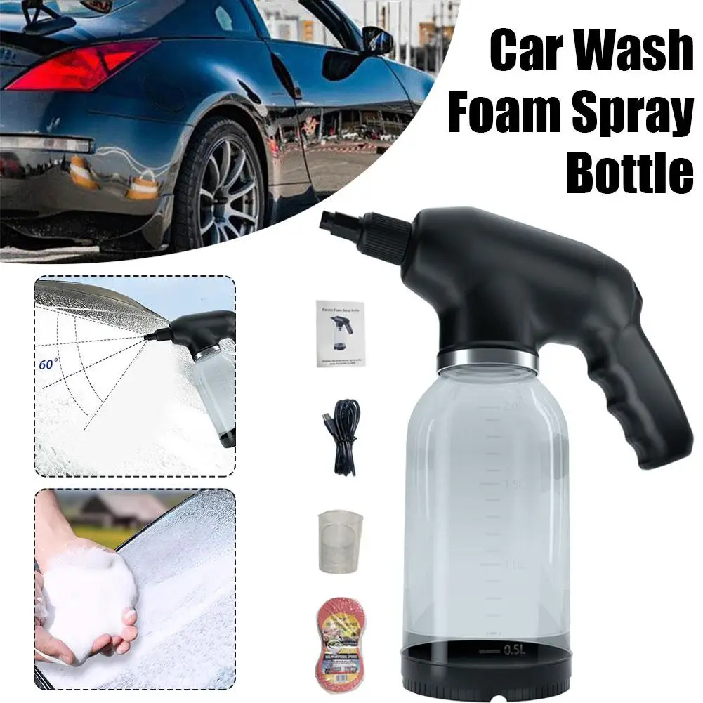 

2l Electric Foam Sprayer Handheld Car Wash Sprayer Lance Detailing Clean Bottle Foam High Snow Generator Water Car Gun Pres U0i4
