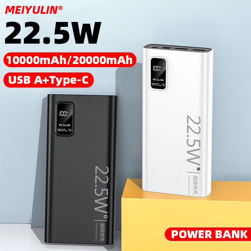 20000mAh Large Capacity Power Bank 22.5W USB C PD Fast Charger For iPhone 16 Samsung Xiaomi 10000mAh Portable External Battery 6