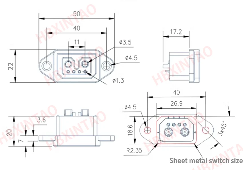 TX90 Stecker auf 2+4/2+6 Pin Buchse Elektrofahrzeug Lithium-Batterie-Ladebuchse E-Bike Lithium-Batterie-Verbindungskabel – Detail 6